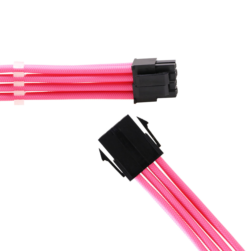 Arc Extension cable kits ATX 24pin*2 4+4Pin EPS*1 8Pin PCIE*2 6Pin PCIE*2 Sleeved Power Supply Extension Cable With Pink