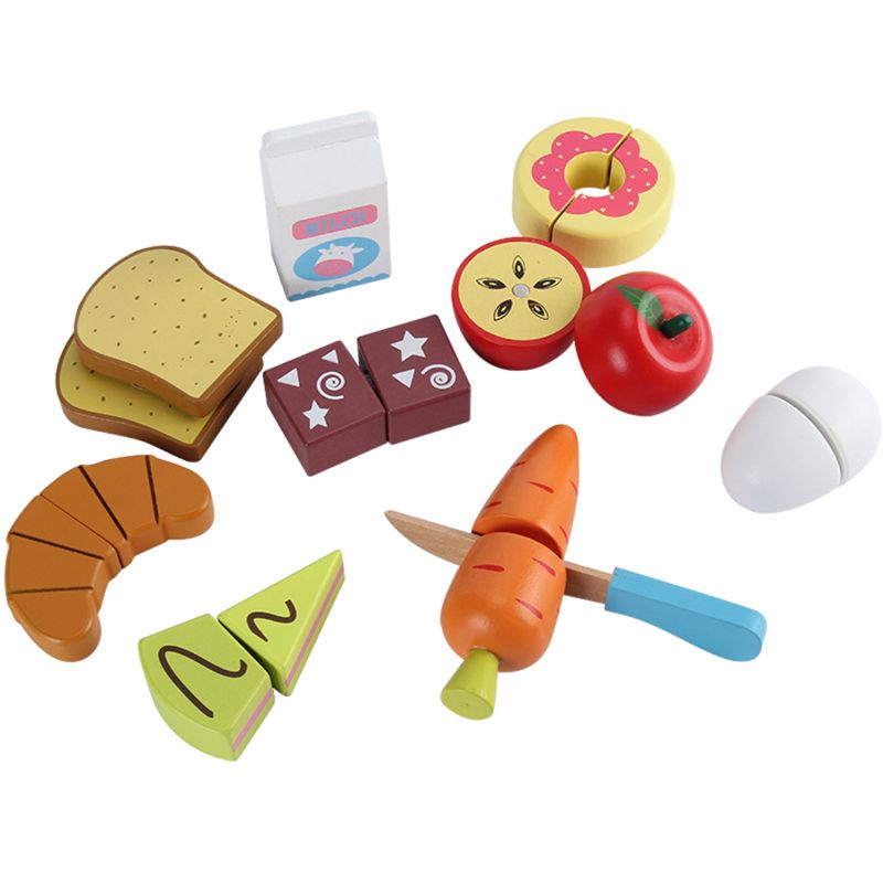 Education 9.25in Wooden Fruit And Veg Toys Magnetic Fruit Cutting