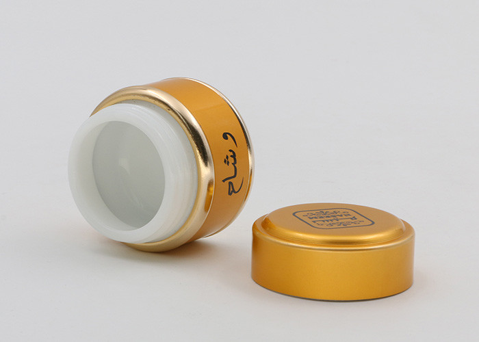Gold 1 Oz 2 Oz 4 Oz Glass Cosmetic Jars , Makeup Sample Containers Aluminum Cover