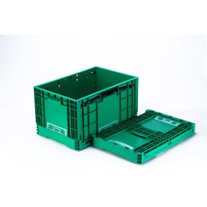 Recyclable Mesh Style Stackable Plastic Solid Box Attached Lid for Logistic