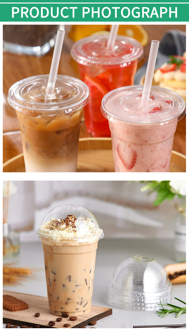 Food Grade PLA Plastic Arched Dome Lid Disposable Clear Ice Cream Slushy Lids