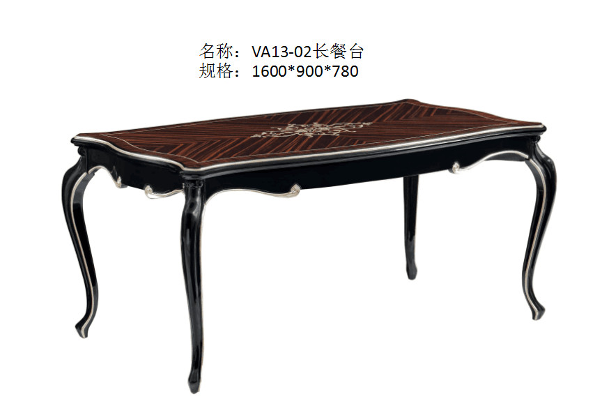 French Luxury Furniture Dining room Tables in glossy painting Ebony wood with Leather Upholstered Chairs and Buffet