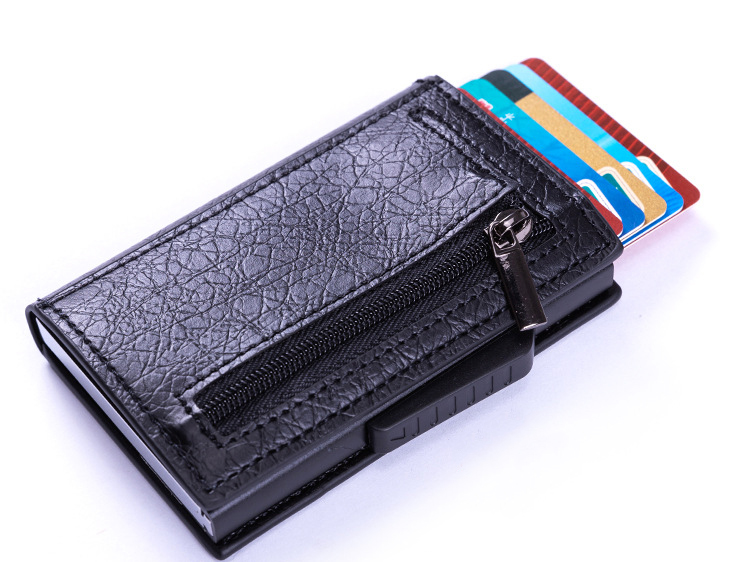Men's Carbon Fiber Rfid Blocking Magnetic Card Holder Wallet with Fashion Coin Pocket