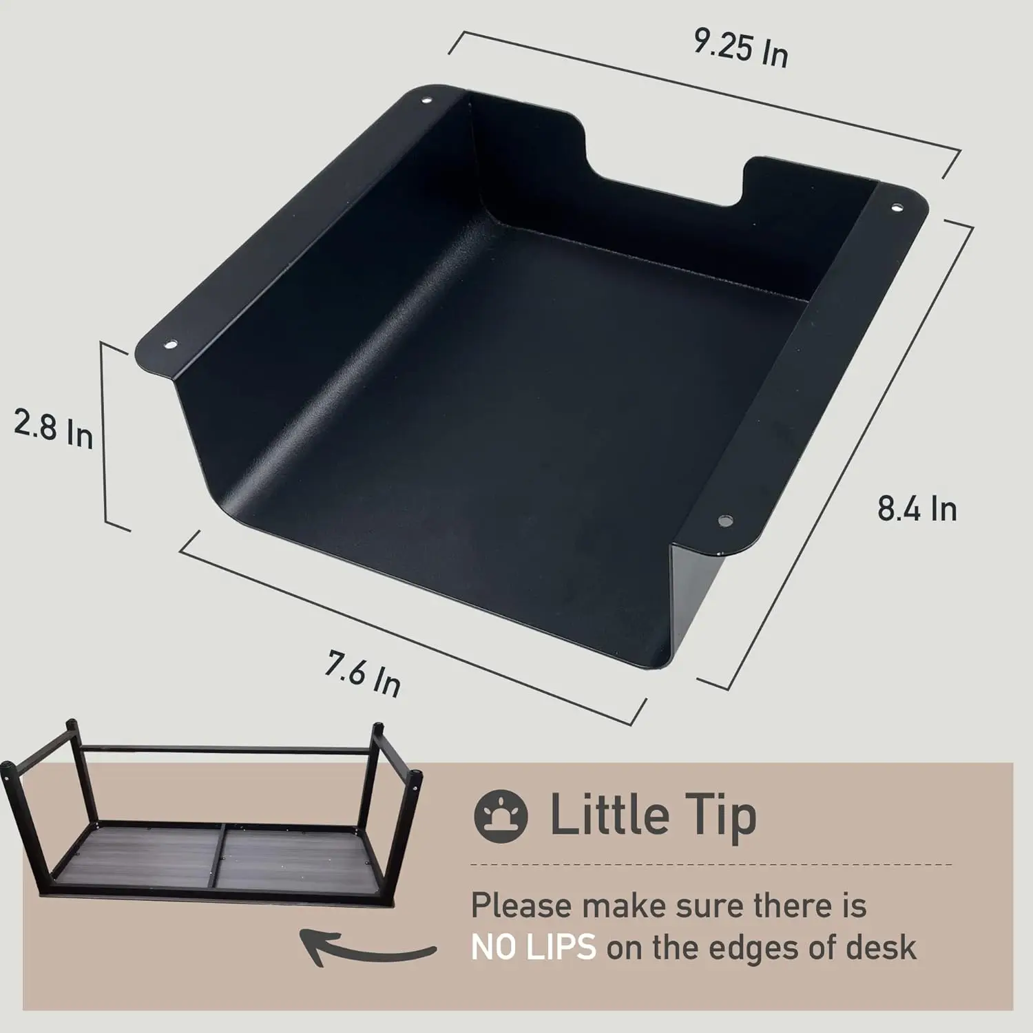 Carbon Steel Under Desk Storage Shelf Good Organizer for Adjustable Stand Up Desk