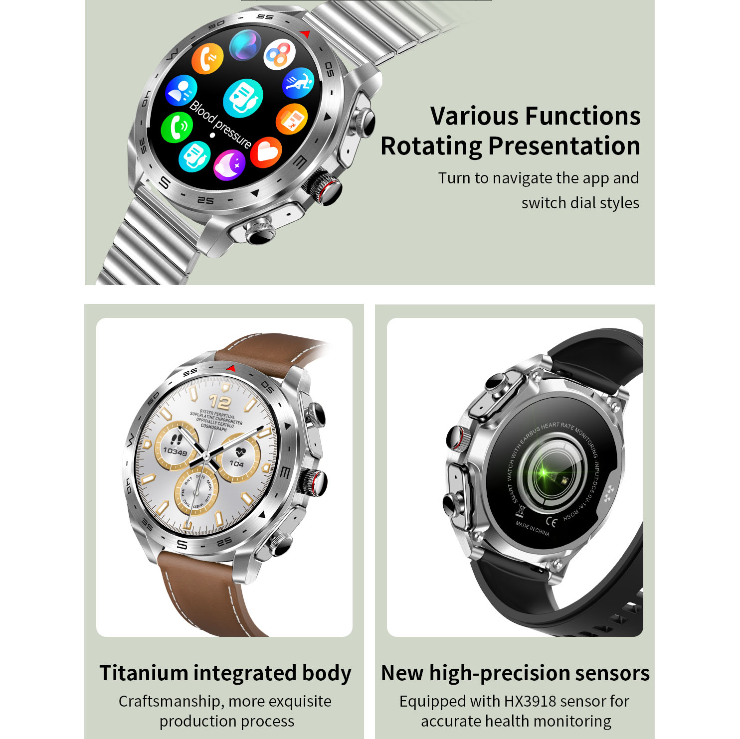 IPS Screen IP67 Waterproof Wireless Earphone Smart Watch Music Bracelet 1.52 Quot