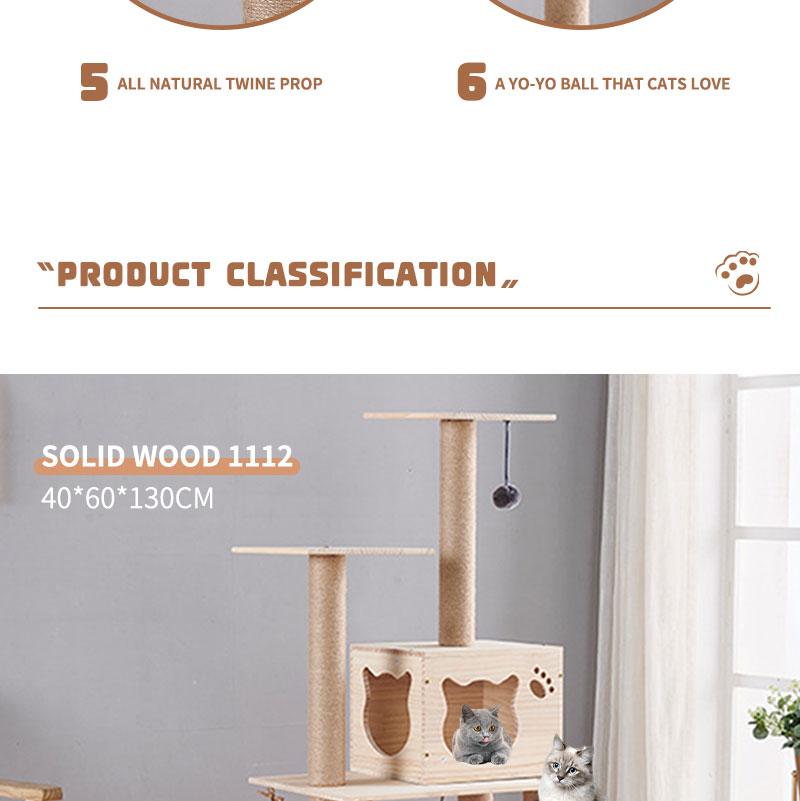 Advantageous Multifunctional Wooden Cat Climbing Tree with Customizable Design and Scratching Post Tower Platform