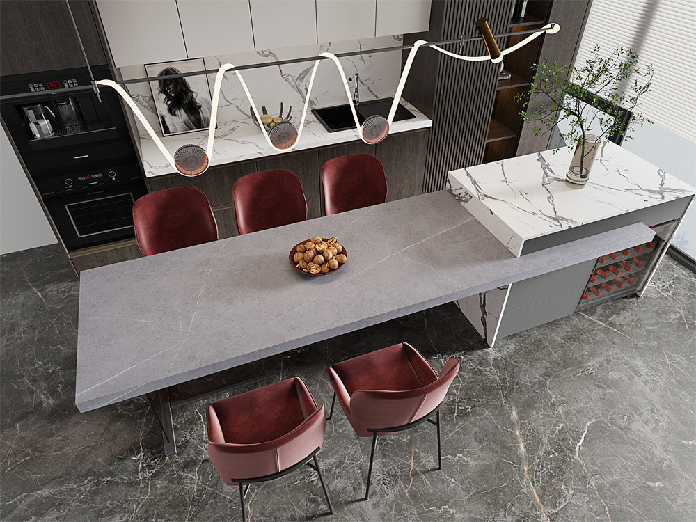 1600x3200mm Matt Gray Durable Sintered Stone Slab For Dining Room