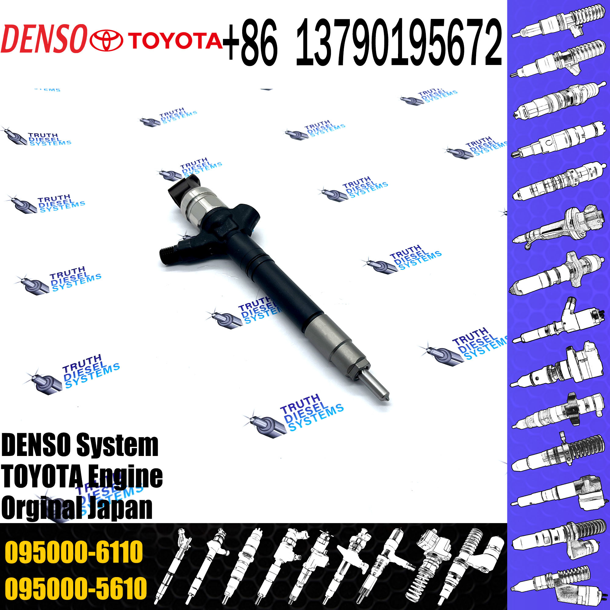 095000-6110 for Toyota Avensis 2.2 D 2AD-FTV 0950006110 095000 6110 Genuine Fuel Injector 23670-09130