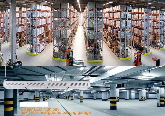 high quality Linear led high bay light 100W IP64 led warehouse light 120lm/w Fin cooling with smd 3030 AC200-240V 3years