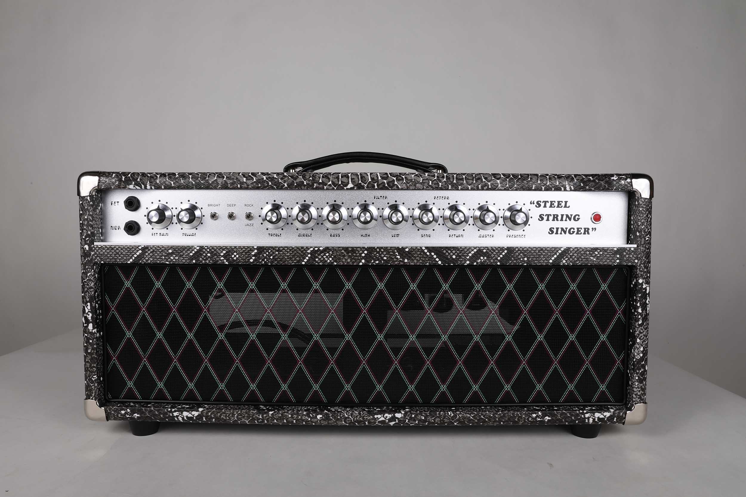 Custom SSS Steel String Singer Tone Deluxe Handwired Guitar Amp Head 100W with Imported Snake Tolex Vox Grill Cloth