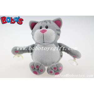 China Customized Stuffed Grey Cat Animal With Plastic Suction Cups on sale