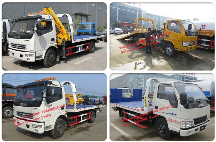 4Tons Wrecker Tow Truck With Crane , Euro 4 Platform Towing Trucks 90Km/h