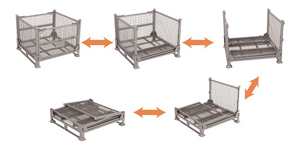 Customizable Fold Stack Move Pallet Cage With 1000-2000kg Load Bearing Steel Construction Padlock Locking