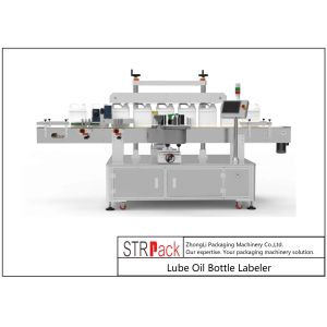 Lube Oil Bottle Labeling Machine Front Back Two Sides