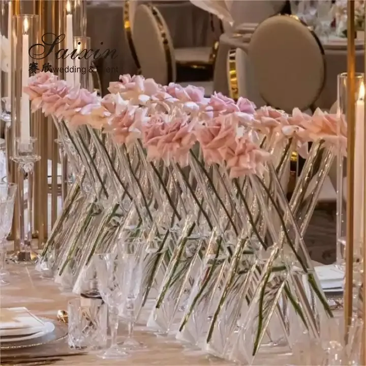 Clear Cemetery Flower Stand Wedding Centerpiece Table Decoration 75CM