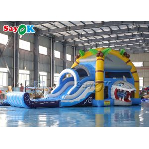 Shark Themed Inflatable Bounce House Children 'S Playground With Slides