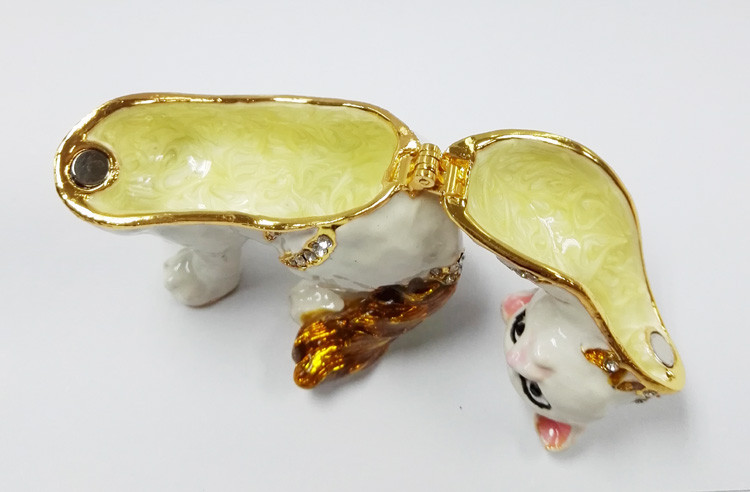 New product animal cat Metal Crystal Rhinestone Jewelry Box Trinket Box