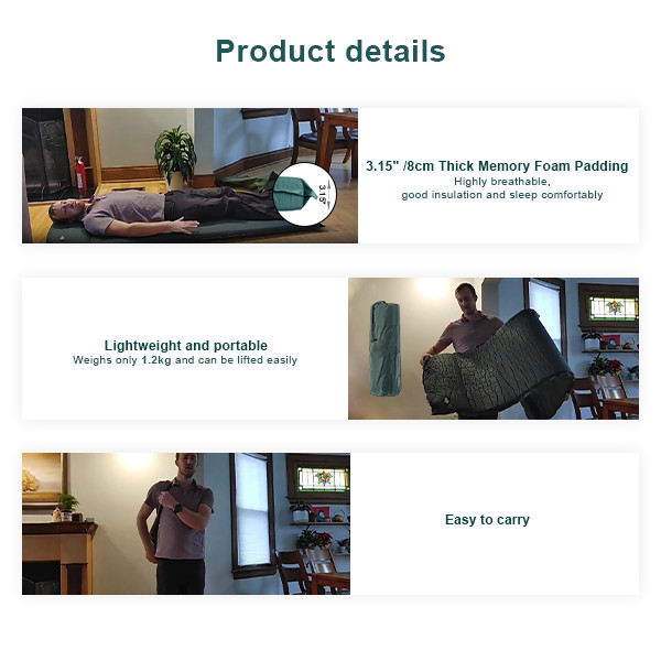One Piece TPU Self Inflating Double Camp Mat Easy Carry Outdoor Inflating Camping Mattress