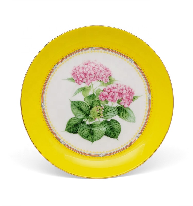 Pink Floral Design Porcelain Cups Decal Luxury Coffee Tea Cup And Saucer With Colorful Rim