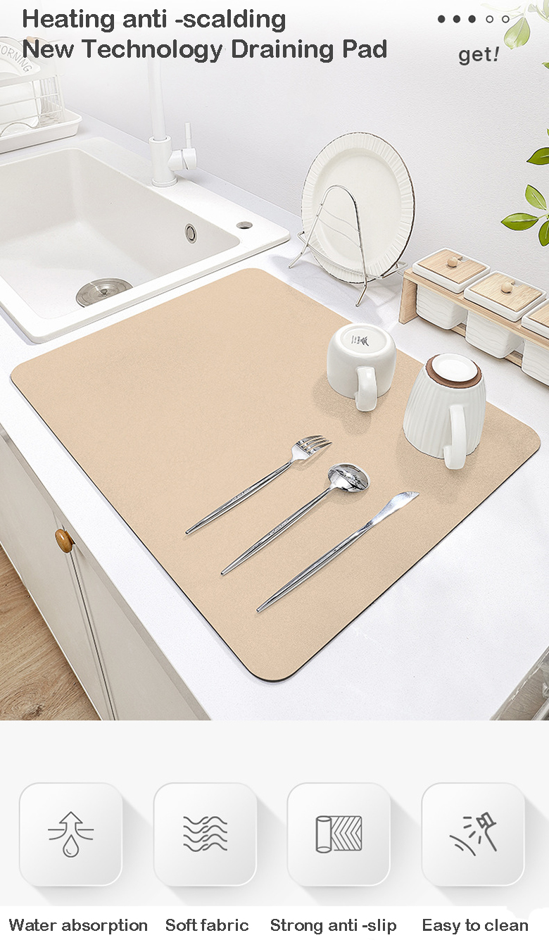 Reusable Heat Resistant Kitchen Dish Drying Mat for Table Decoration Accessories