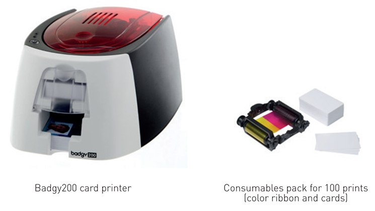 Evolis Badgy200 Smart Plastic ID IC Card Printer 25-40 Card Feeder Capacity and Design