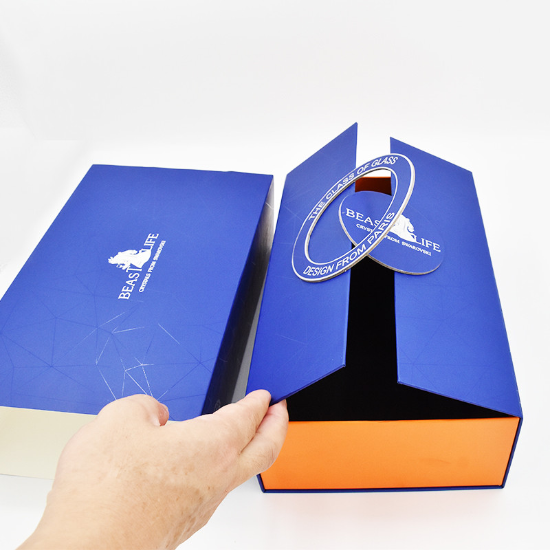 Double Door Cardboard Goblets Gift Box With Customized Cutouts Lock And Paper Sleeve