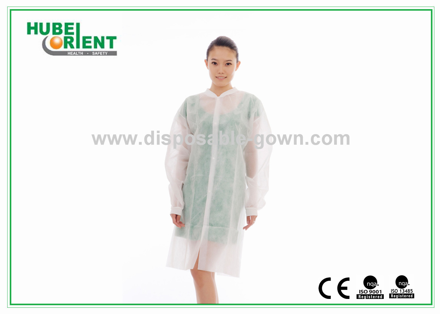 Dust-Proof Nonwoven PP Colored Disposable Visitor Coats With Snaps With Dofferent Style Collar