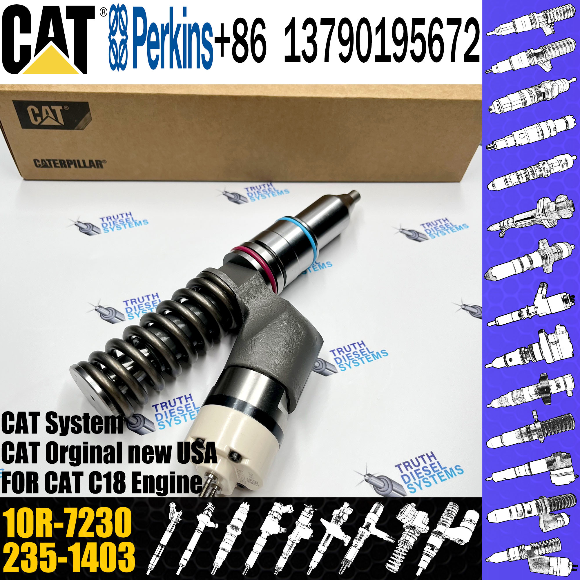 Diesel Engine Parts fuel injector 291-5911 10R-7230 1OR-2772 10R-0955 1OR-7231 365-8156 For C-A-T Caterpillar Excavator