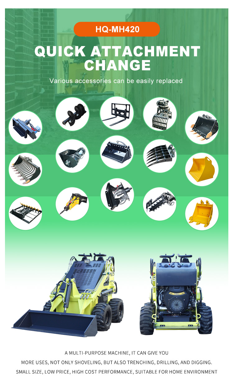 1 Ton Euro5 Standard Multifunctional Quick Change Mini Skid Steer Loader for Loading