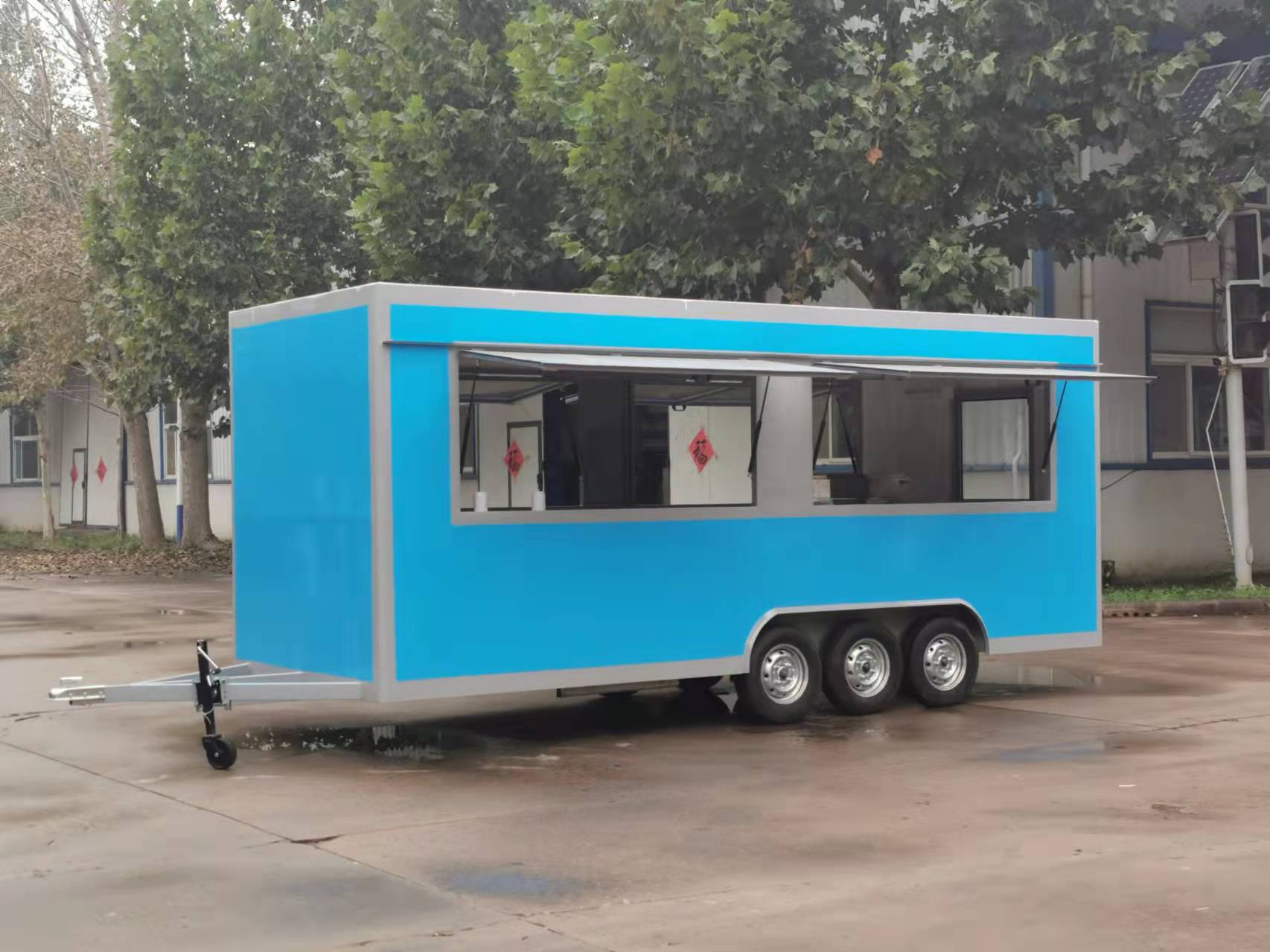 110v/220v Meat Processing Plants Drivable Crepe Trailer Food Truck Cafe with Full Kitchen