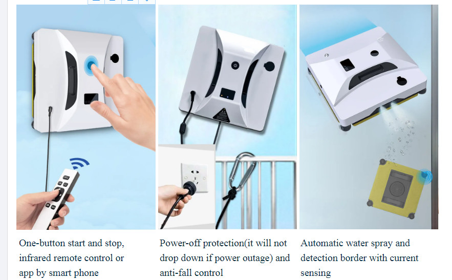 Outdoor Frameless Window Washing Robot Smart Window Cleaner With 50ML Water Tank