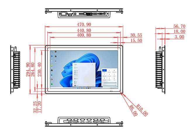 18.5-Inch Durable Windows Screen for Transportation Panels and Equipment Control