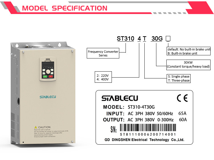 30KW 40HP 3 Phase VFD Frequency Converter 60HZ To 50HZ For Motor
