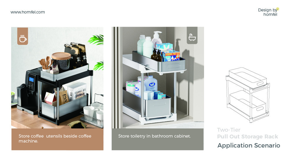 Under Sink Kitchen Storage Rack Clutter-Free 2 Tiers Stainless Steel Kitchen Rack
