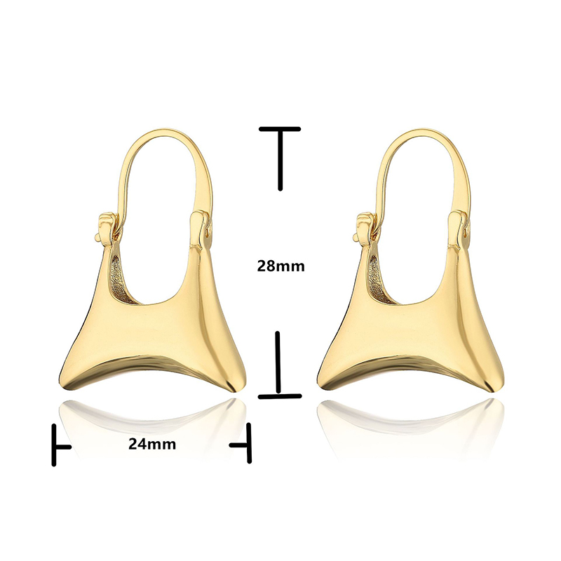 925 Sterling Silver Glossy 18k Gold Plated Brass Earrings Globe Ball Bag Shaped