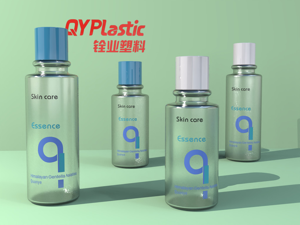 Round Blue Lid Coating PET Plastic Cosmetic Packaging Serum Bottle 100ml 150ml