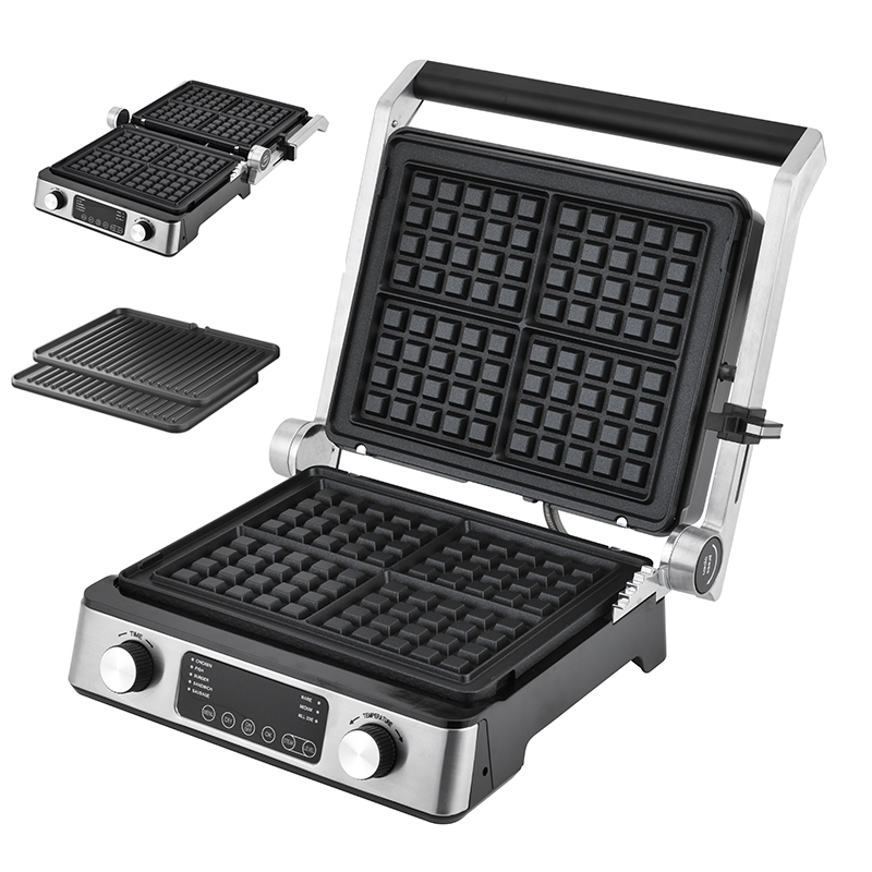 2000W Electric Digital Contact Grill Display Adjustable Temperature Control Knob Timer Open 105 180 Degrees Featuring PTFE