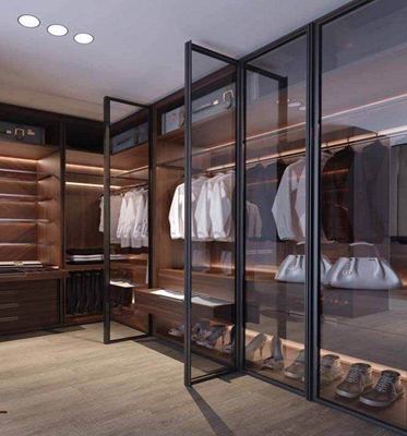 Wood Grain Color Walk-In Armoire for Customer's Drawings and Multi-Storage Needs