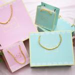 Gold stamping logo printing fashion luxury biodegradable jewelry paper gift bag