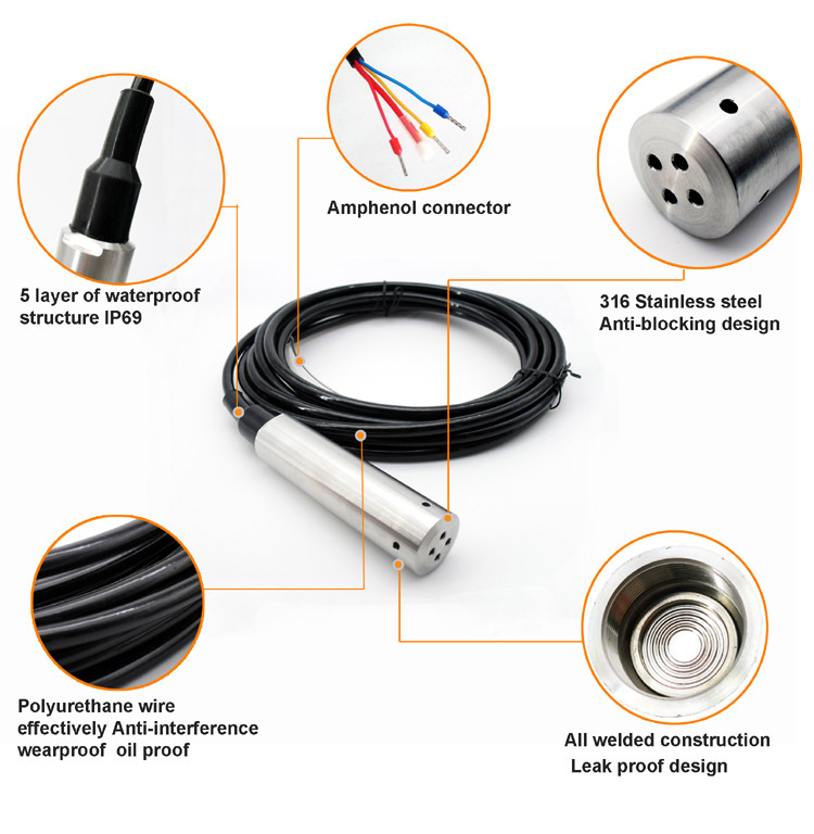 PL301 Submersible Water Level Sensor Monitoring Sensor 0 - 5V