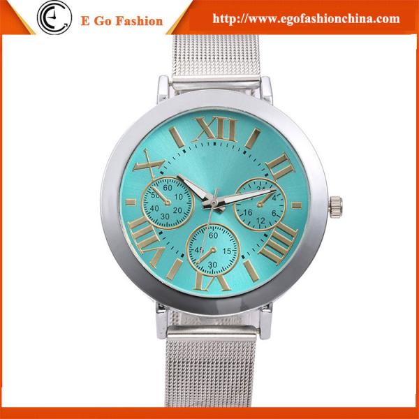 GV12 3 Subdials Watch Quartz Analog Watch Full Stainless Steel Band Roman
