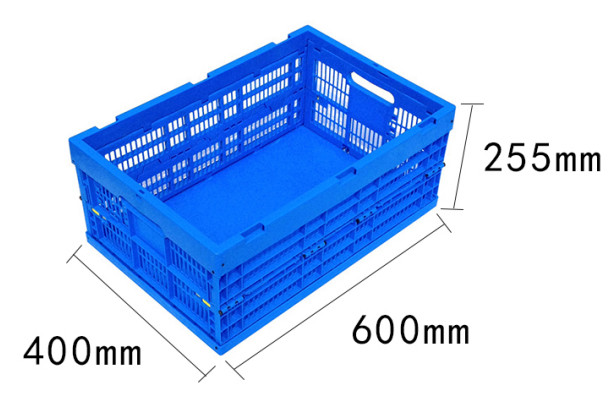 600*400*250 mm Virgin PP Plastic Collapsible Crates Solid Bottom Durability