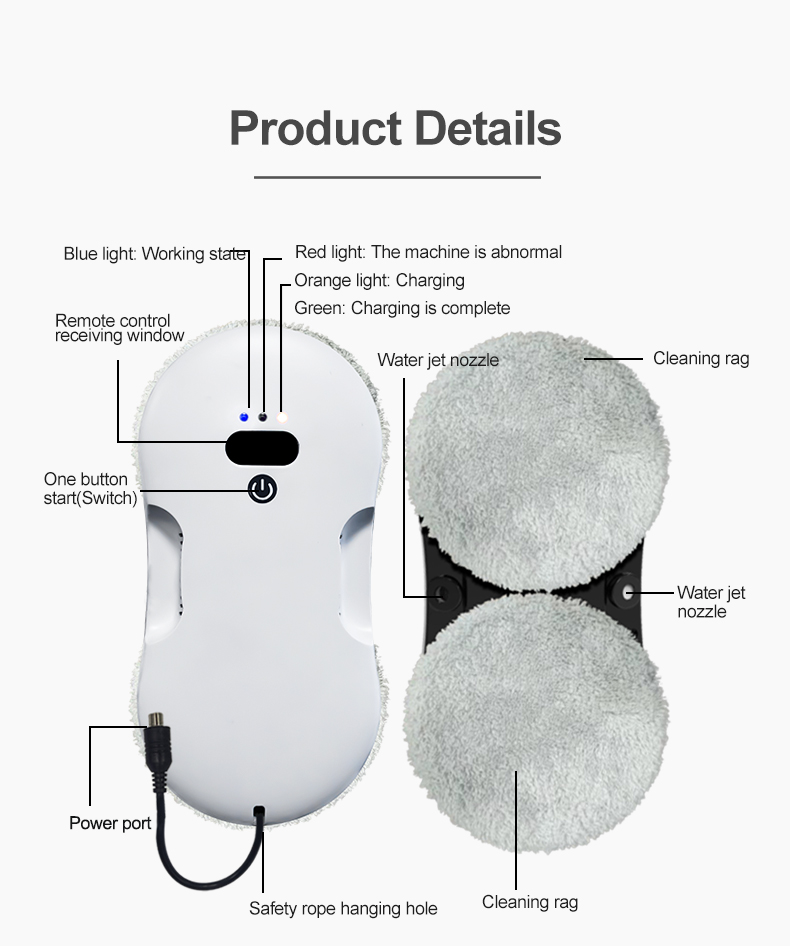 Rise Exterior Window Cleaning Robot with German Operating Language and 500mAn Battery
