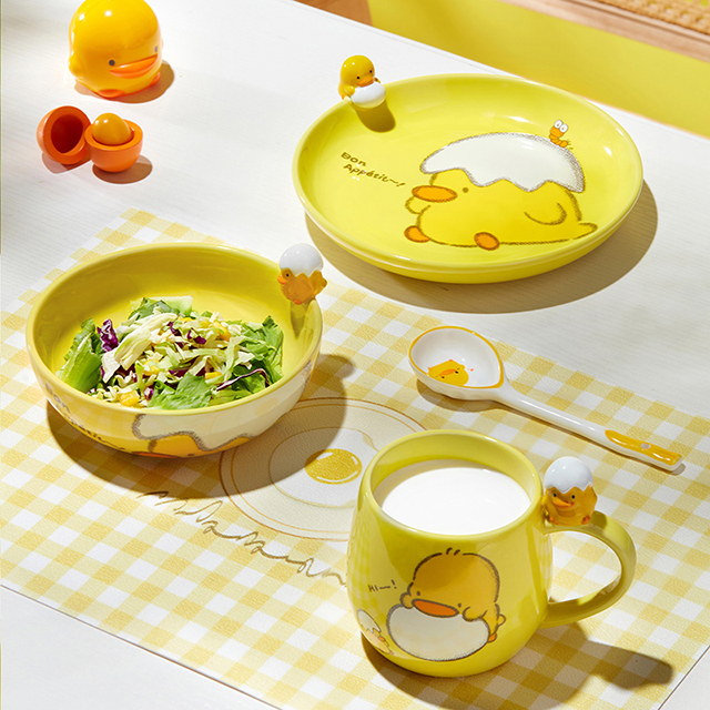 Ready To Ship In Stock Cartoon yellow duck large capacity home mug creative breakfast oatmeal coffee mugs custom