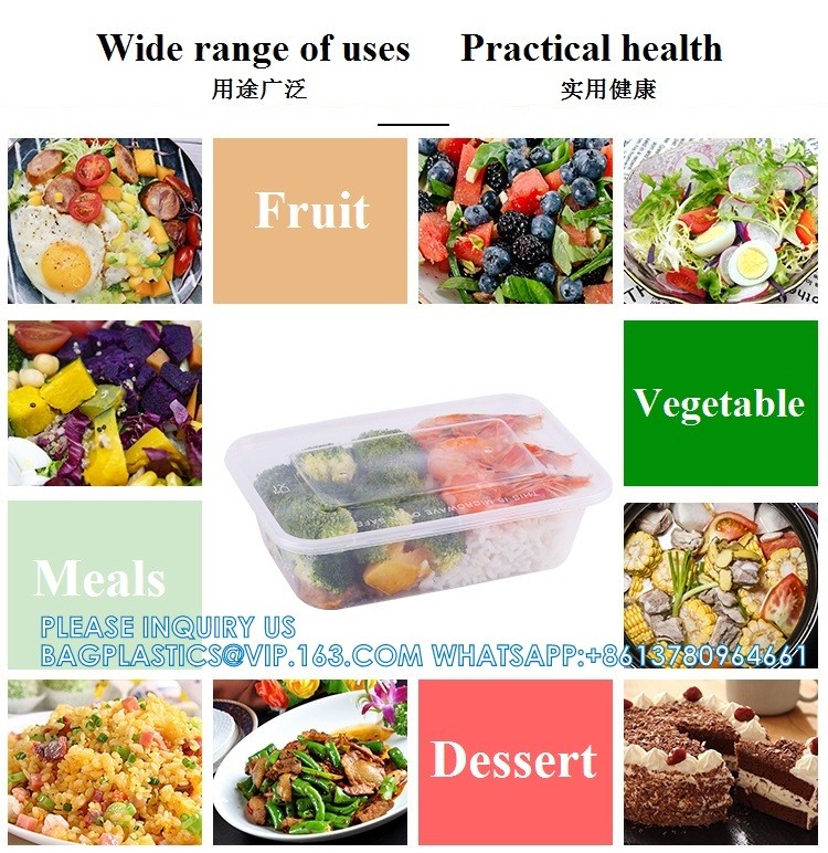 500 Ml Disposable Lunch Box Rectangular Bento Transparent Plastic Tableware Wholesale Packaging Box PP Takeaway