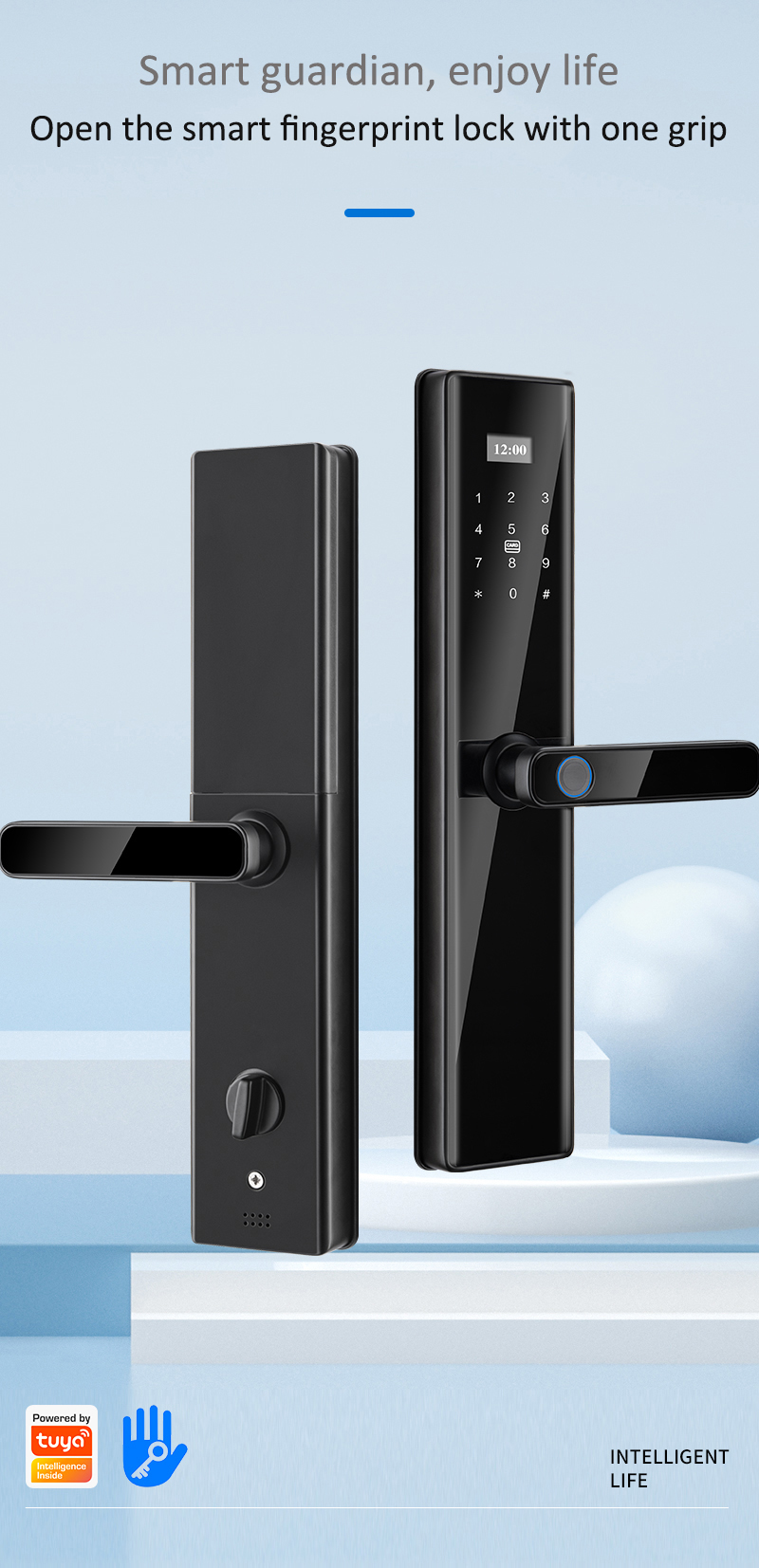 5kg Fingerprint Biometric Door Lock Passcode IC Card Bluetooth Door Lock
