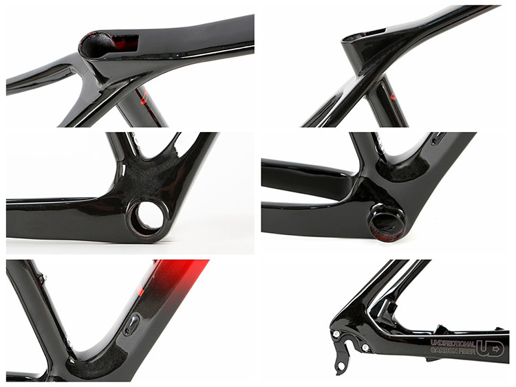 135mm QR Carbon Fiber MTB Frame 29 Full Suspension With Inner Cables