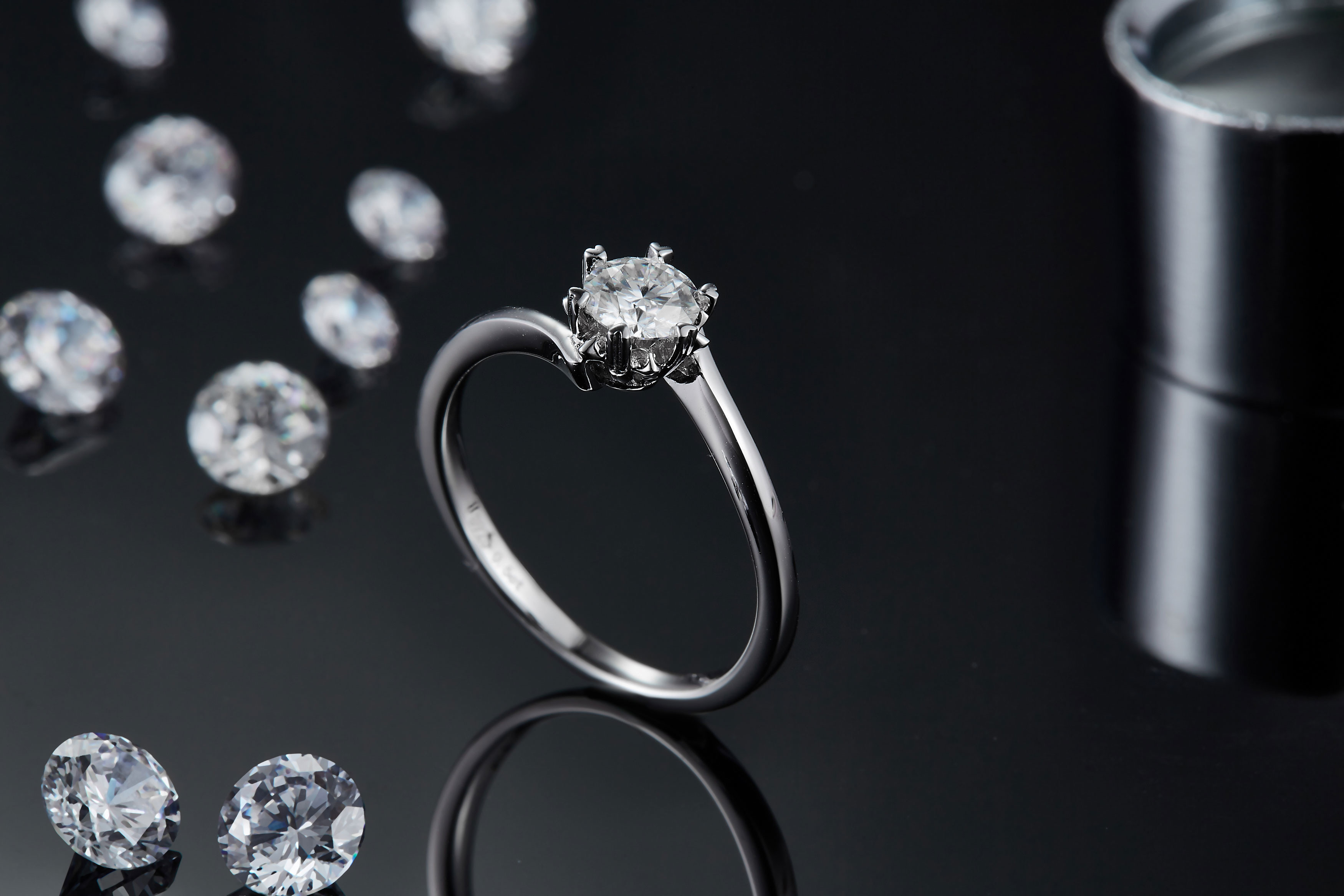Lady 9k Round 7.5mm Moissanite Open Fashion Grandeur Jewelry Silver Ring