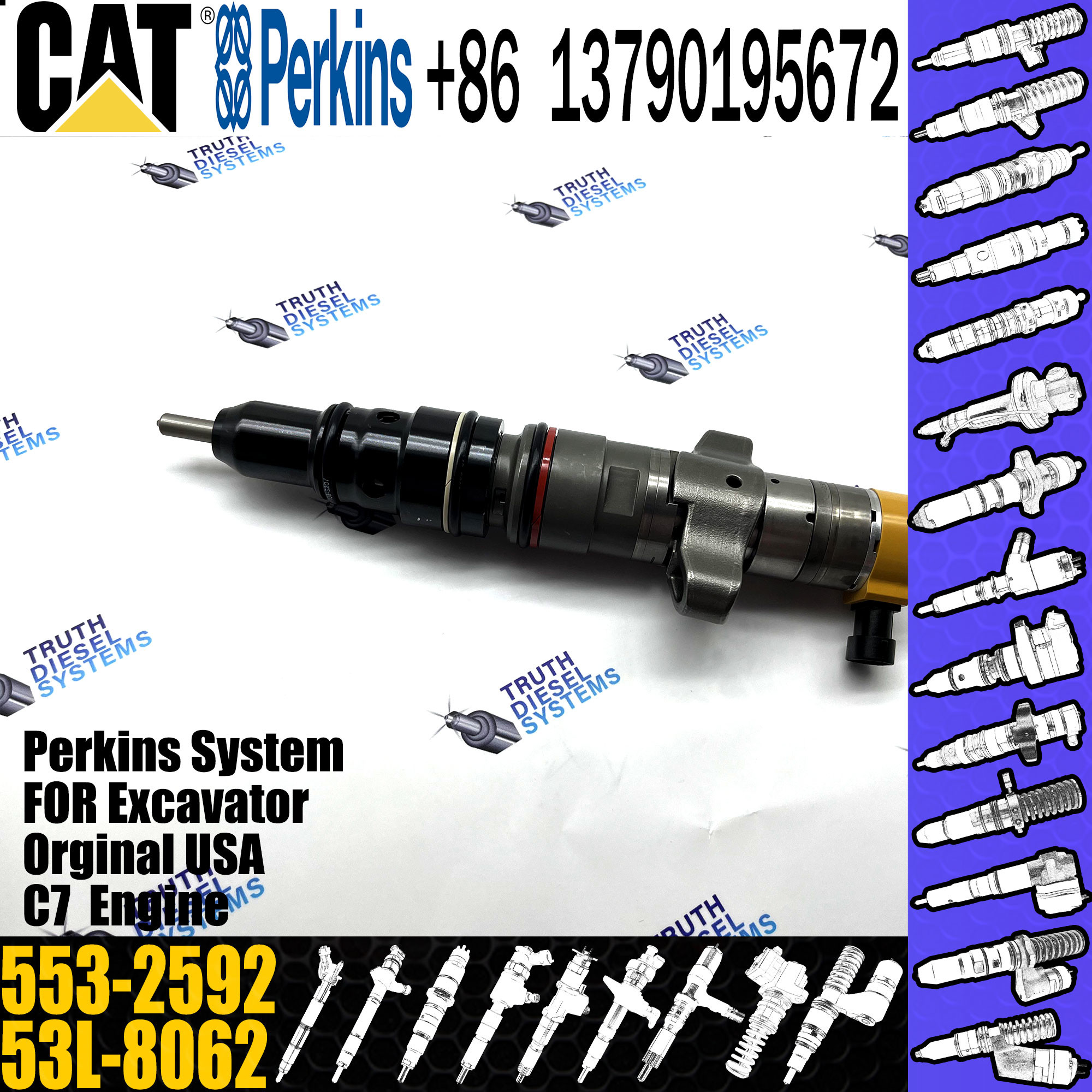 553-2592 Perkins Diesel Injector Common Rail Fuel Injector For Caterpillar Engine