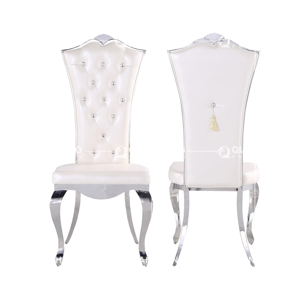 White Modern Crystal PU Leather Dining Chairs 10.5kg 201 Stainless Steel frame